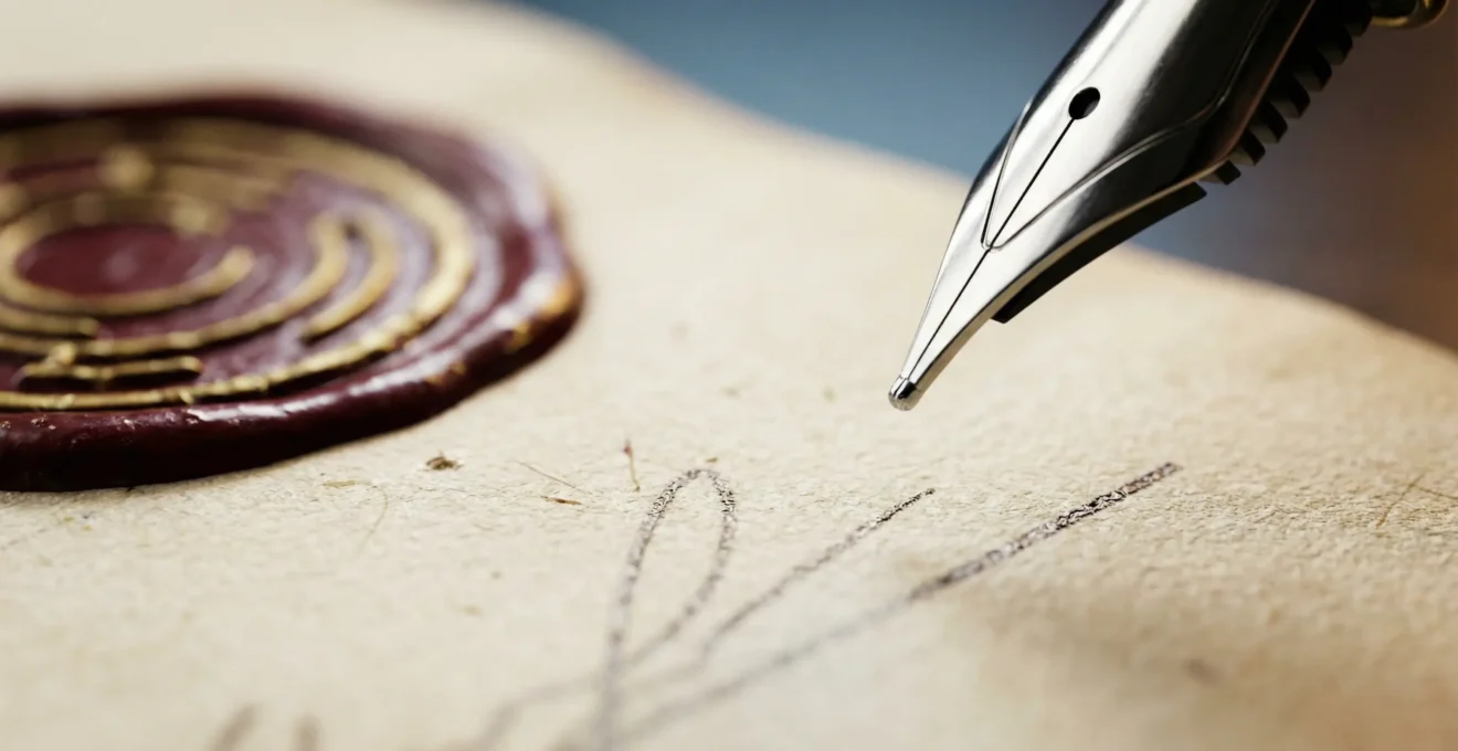 Macro détaillée de documents de création d'entreprise avec tampons et cachets officiels