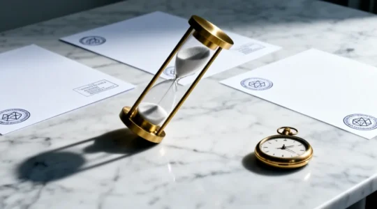Documents administratifs Kbis et horloge sur bureau moderne pour création entreprise