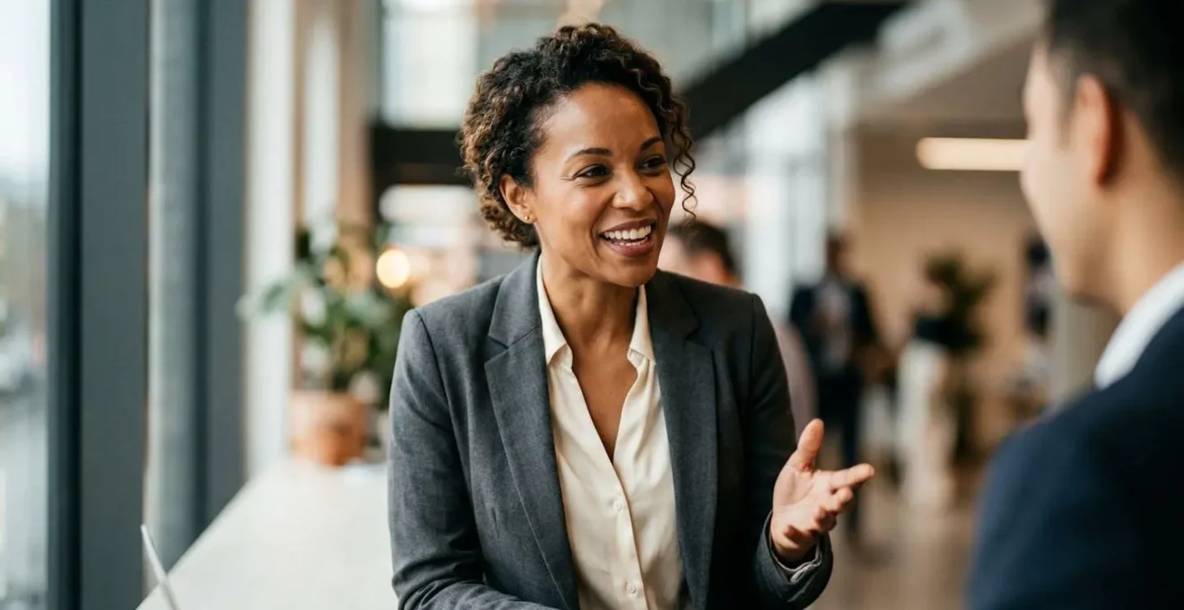 Portrait d'entrepreneur en discussion dans un environnement professionnel