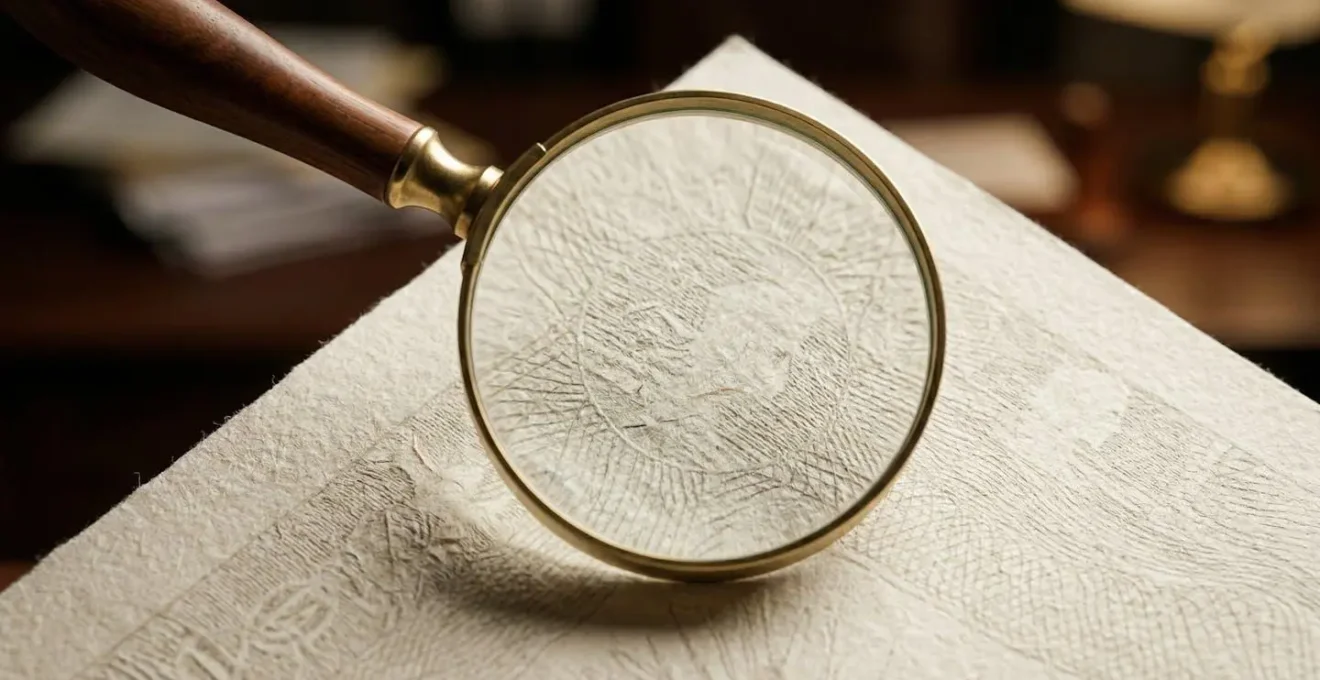 Analyse détaillée d'un document Kbis avec une loupe sur un bureau professionnel