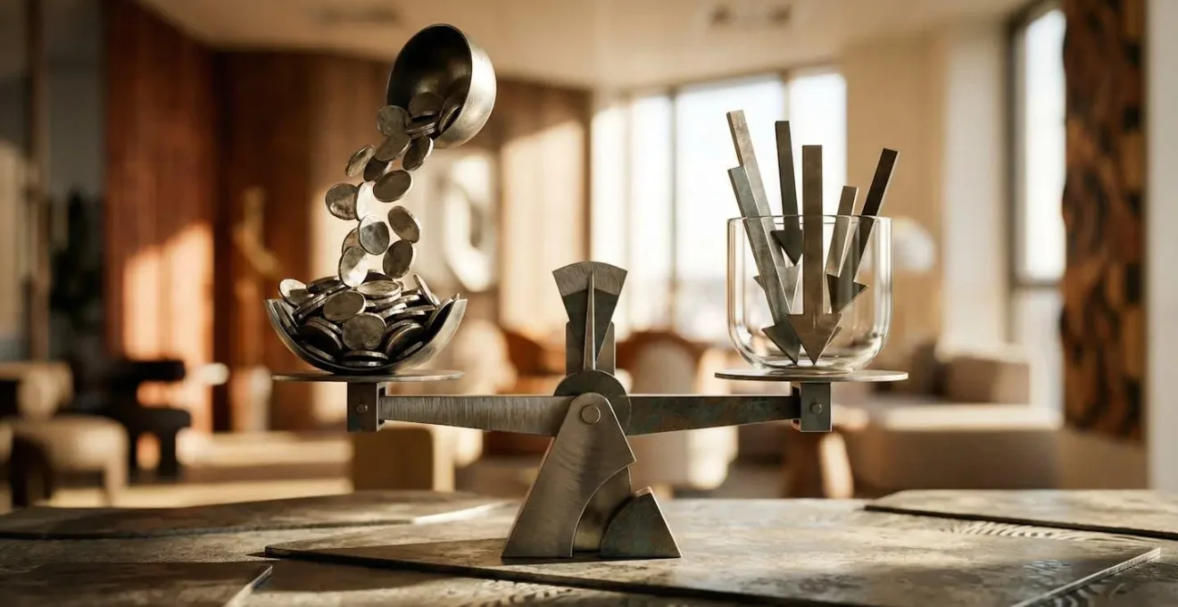 Dirigeant analysant des graphiques de trésorerie et options fiscales sur bureau moderne