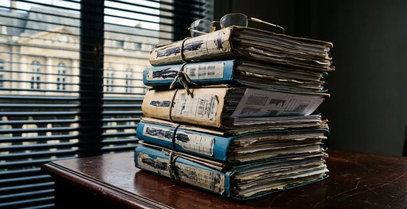 Archives de documents comptables dans une armoire de bureau française