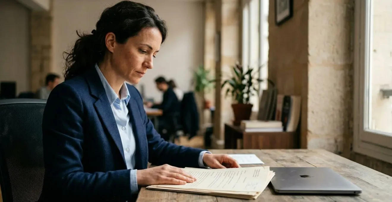 Entrepreneur français utilisant la plateforme MonIdenum sur son ordinateur dans un bureau professionnel