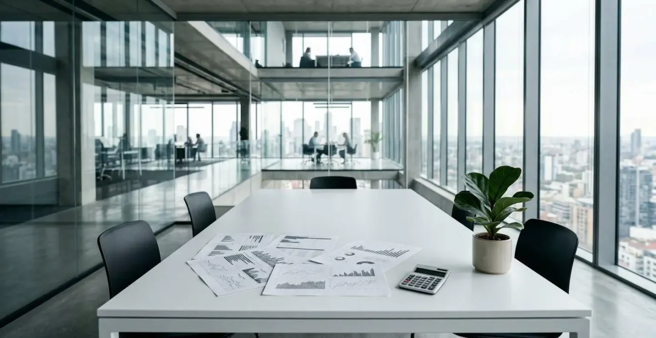 Documents financiers et calculatrice sur bureau symbolisant la restructuration du capital social